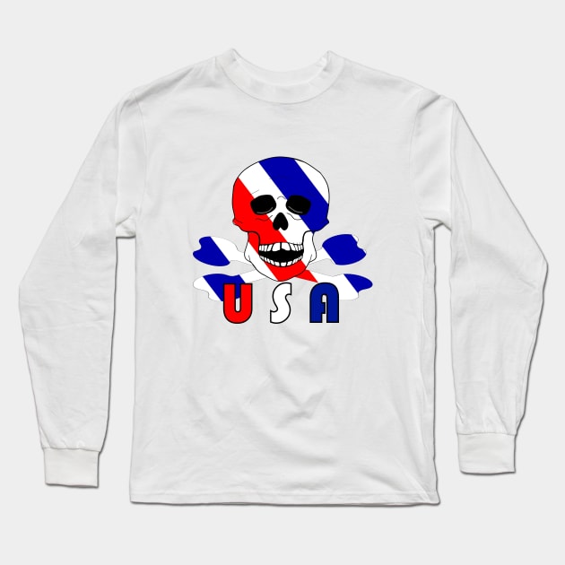 USA Skull And Bones For The Fourth Of July Long Sleeve T-Shirt by SartorisArt1